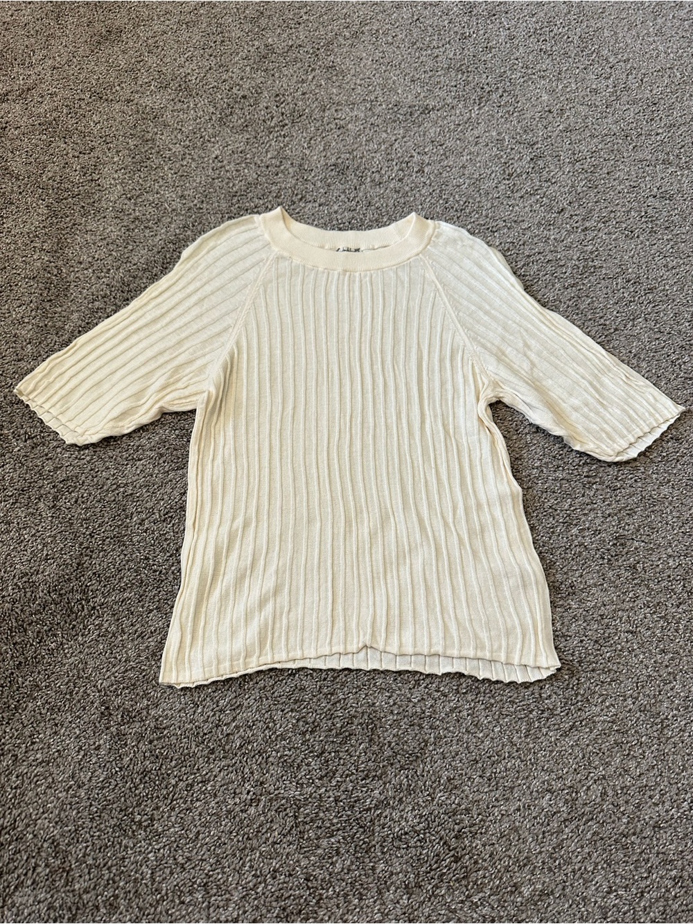 Free People Cream Short-Sleeve Top